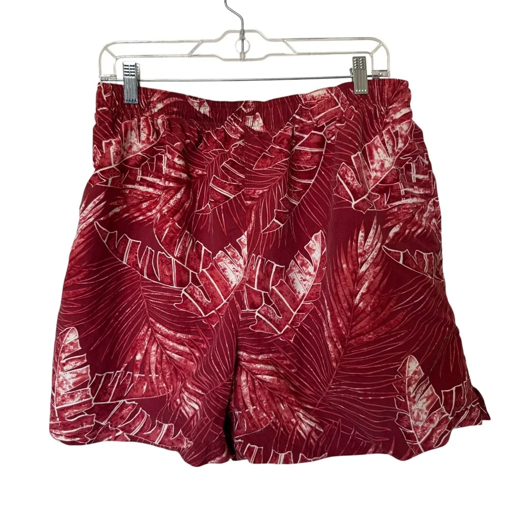 Tommy Bahama Swim Trunks Mens XL Red Tropical‎ Palm Leaf Excellent Quick Dry 5in